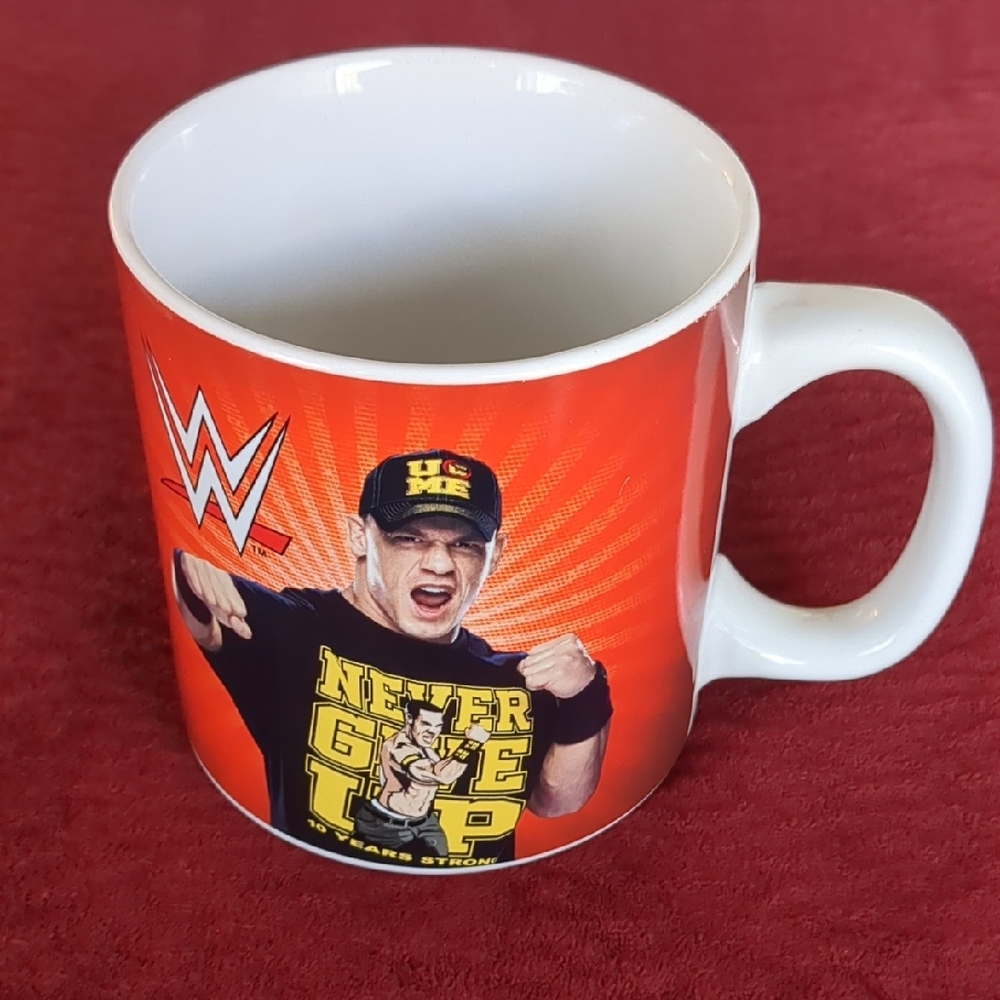 WWE John Cena Bold Red and White Mug with Iconic Design